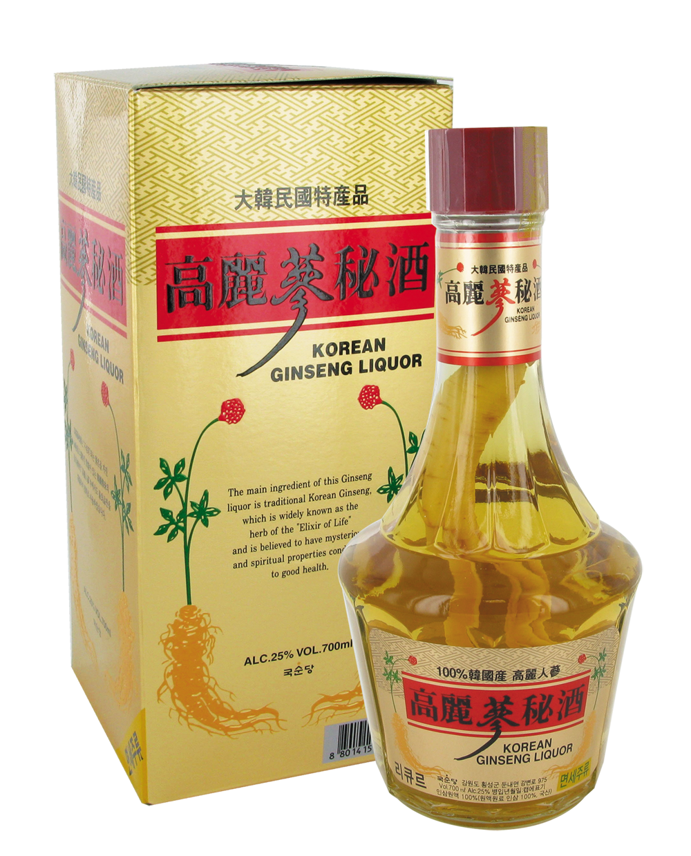 Liqueur de Ginseng 25° (高丽参秘酒) (Générique) - Boissons, Liqueurs - Tang  Frères